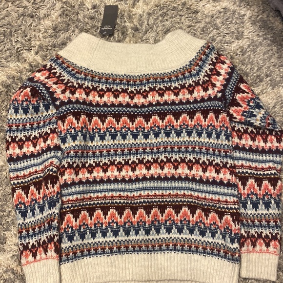 NWT Abercrombie & Fitch Off the Shoulder Fair Isle Sweater - Picture 4 of 5